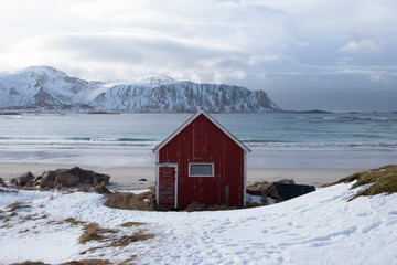 Lonely isolated house, perfect for beeing alone. Remote cottage with beautiful surroundings and landscape. Mountains, lakes and ocean around the house. 