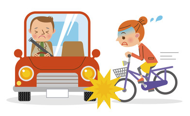 車と自転車の衝突事故（男性と女性）