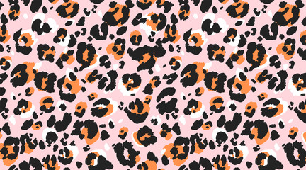 Leopard pattern seamless. Classic leo texture. Trendy seamless vector design for web and print. Textile, fabric and wallpaper art. Hand drawn vector illustration. Modern colour combination. 