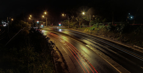 Fototapeta na wymiar Light Trails At Traffic lights