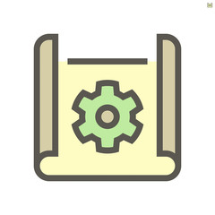 Engineering drawing  concept vector icon design on white,  48X48 pixel perfect and editable stroke.