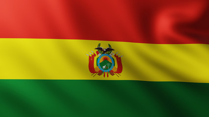 Large Flag of Bolivia fullscreen background in the wind