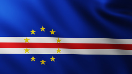 Large Flag of Cape Verde fullscreen background in the wind