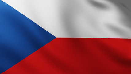 Large Flag of Czech Republic fullscreen background in the wind