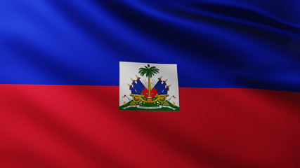 Naklejka premium Large Flag of Haiti fullscreen background in the wind