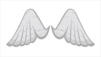 Angelic wings with white feathers, avian plumage icon