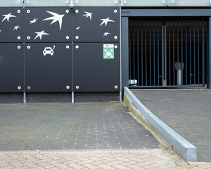 meeting point sign in industrial environment