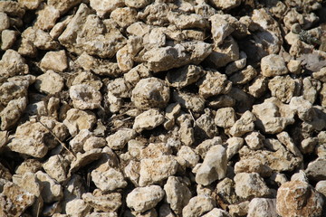 Many white small rocks pile
