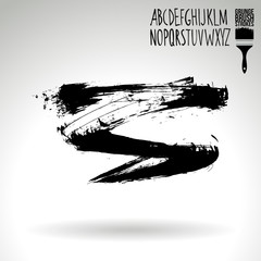 Black brush stroke and texture. Grunge vector abstract hand - painted element. Underline and border design.