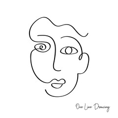 Fashion One line drawing women faces
