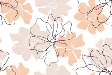 Floral seamless pattern with blossom flowers