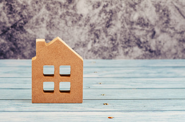 Obraz na płótnie Canvas property real estate investment concept, home replica on wooden background