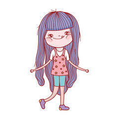 cute little girl standing cartoon character isolated icon design