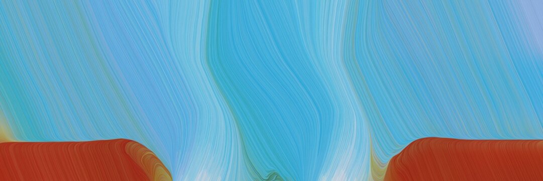 futuristic background banner with corn flower blue, sienna and pastel blue color. modern soft swirl waves background design © Eigens