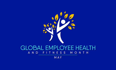 Fototapeta na wymiar Vector illustration on the theme of Global employee health and fitness month of May.