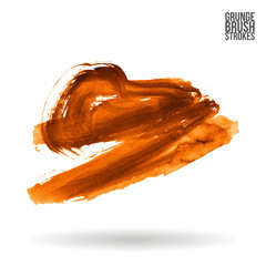 Orange brush stroke and texture. Grunge vector abstract hand - painted element. Underline and border design.