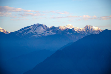 Fototapeta na wymiar Landscape Himalayas in Nepal beautiful mountains amid blue sky