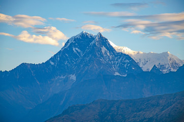 Naklejka na ściany i meble Landscape Himalayas in Nepal beautiful mountains amid blue sky