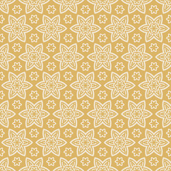 Fototapeta premium Modern floral pattern on a gold background for your design, vector illustration