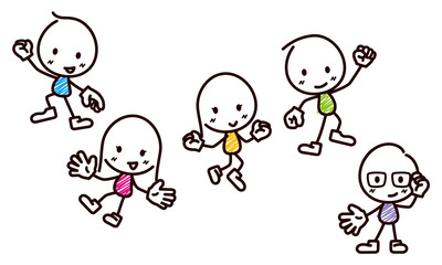 棒人間のイラスト/楽しそうにジャンプ