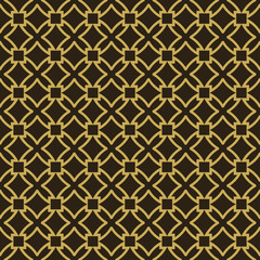 Gold Seamless Pattern on Black Background. Geometric wallpaper, template. 