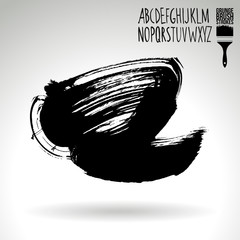 Black brush stroke and texture. Grunge vector abstract hand - painted element. Underline and border design.