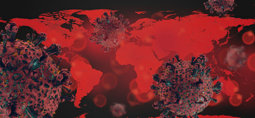 world map Coronavirus Virus cell. Corona Virus detail symbolic virus cell. 3d-illustration elements of this image furnished by NASA