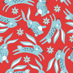 Spring seamless pattern. Vector cute illustration. For printing on fabric or paper. Patterns for clothing, Wallpaper, wrapping paper, tablecloths.