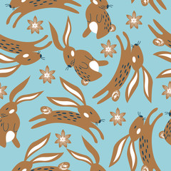Spring seamless pattern. Vector cute illustration. For printing on fabric or paper. Patterns for clothing, Wallpaper, wrapping paper, tablecloths.