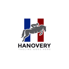 hanovery logo, horse racing with france flags vector
