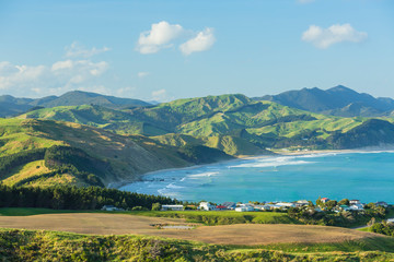 ニュージーランド　ワイララパのキャッスル・ポイントのキャッスル・ロックから見える景色