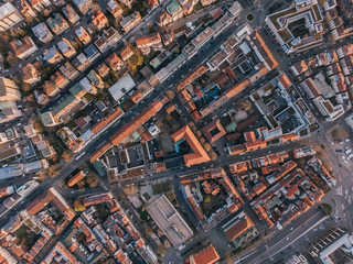 Aerial top down shot of a residential area in Stuttgart, Germany
