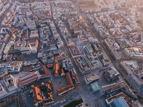 Aerial Cityscape of Stuttgart, Germany while sunset © SmallWorldProduction