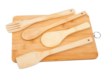 Wooden spoons and cutting board