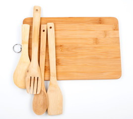 Wooden spoons and cutting board