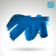 Blue brush stroke and texture. Grunge vector abstract hand - painted element. Underline and border design.