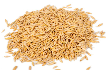 Oat grain on a white background