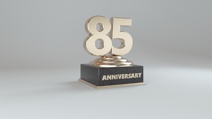 Anniversary 85. gold 3d numbers. Poster template for Celebrating 50th anniversary event party. 3d Rendering 