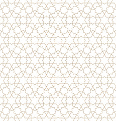 Seamless arabic geometric ornament in brown color.Fine lines.
