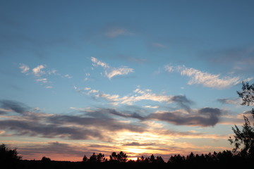 sunset over the clouds