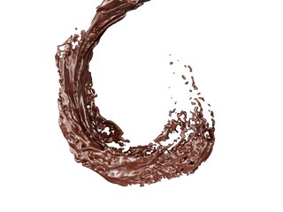 Chocolate splash isolated on white background. 3d rendering - illustration.
