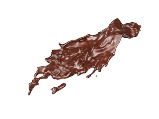 Chocolate splash isolated on white background. 3d rendering - illustration.