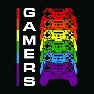 gamers typography,  tee shirt graphics, joystick illustration