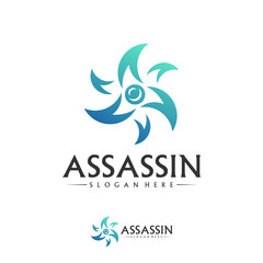 Shuriken Logo Design Vector Template, Assassin logo concept, Icon symbol