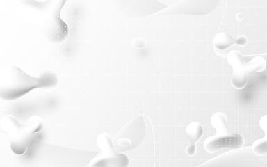 Liquid gradient shapes composition and abstract white background.  Futuristic and technology design