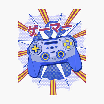 vector illustration of gamepad typography for tee shirt graphics