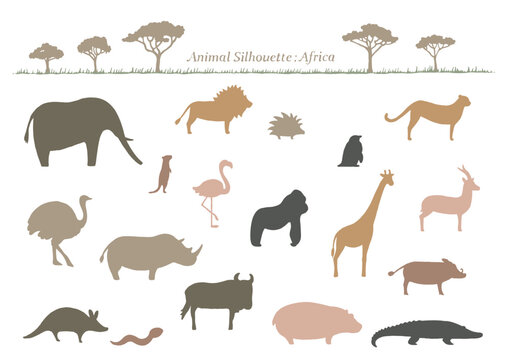 動物　イラスト　シルエット　アフリカ