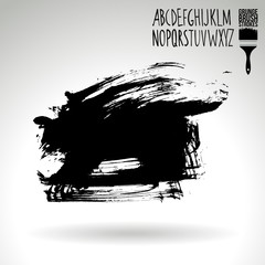 Black brush stroke and texture. Grunge vector abstract hand - painted element. Underline and border design.