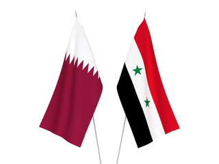 Qatar and Syria flags