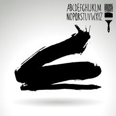 Black brush stroke and texture. Grunge vector abstract hand - painted element. Underline and border design.